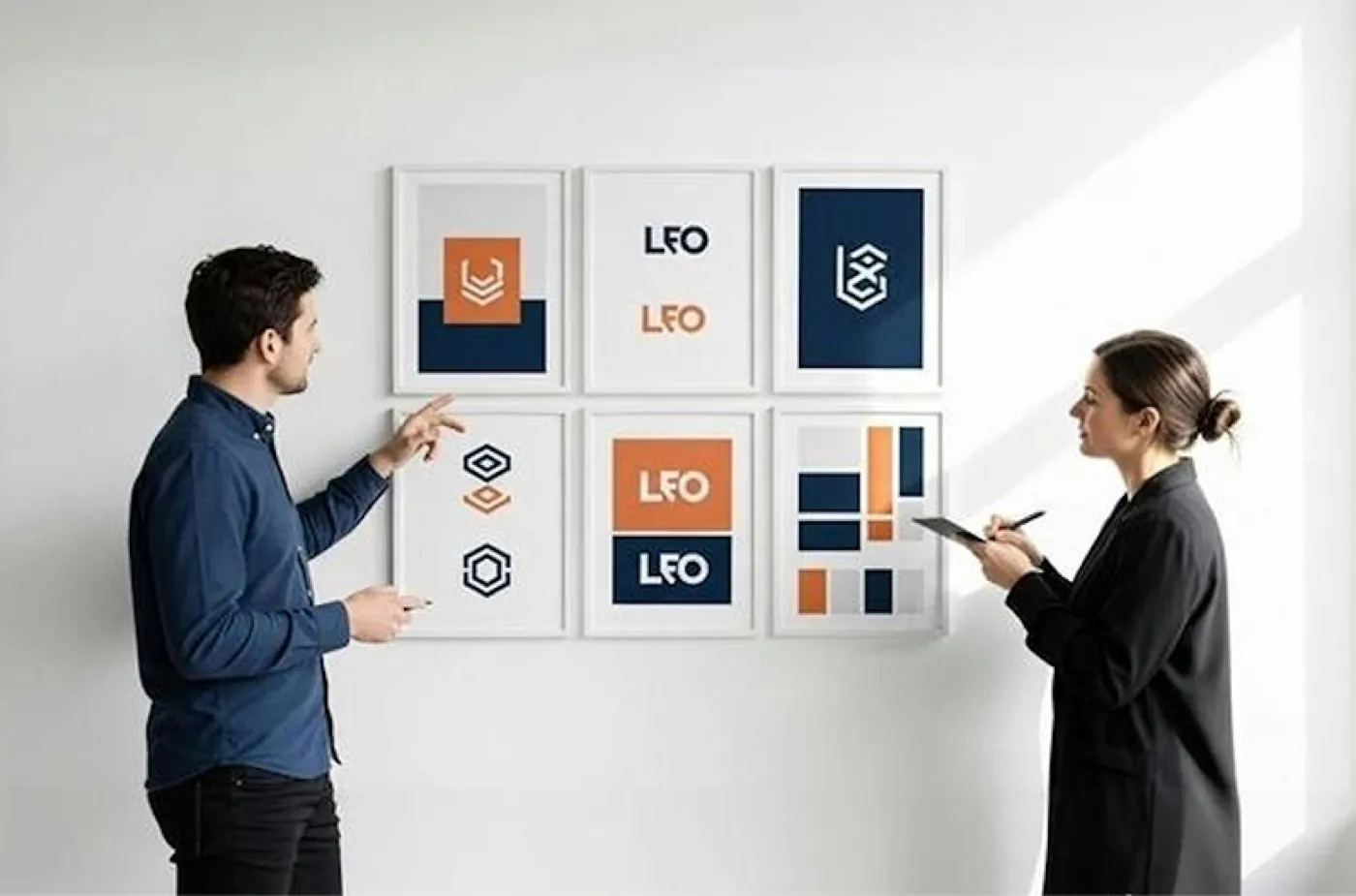 Designers reviewing website concepts